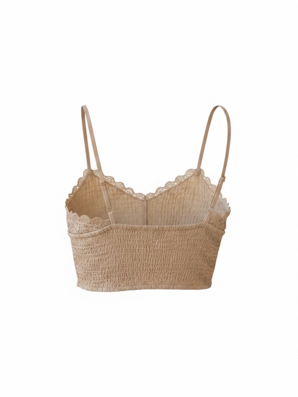 Boho Crochet Bralette Crop Top Beige Size M Festival Coastal BOG Collective EUC - Picture 8 of 8